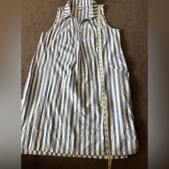 Meri Skye Linen Blend Striped Shirt Dress - Picture 8 of 8